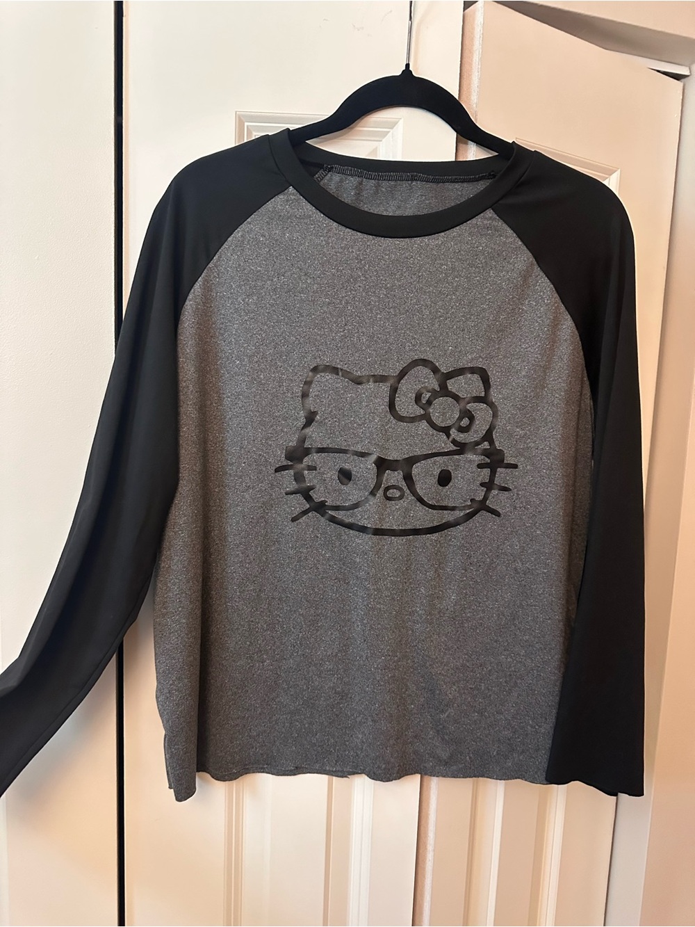 Hello Kitty Black & Gray Raglan Long Sleeve Tee